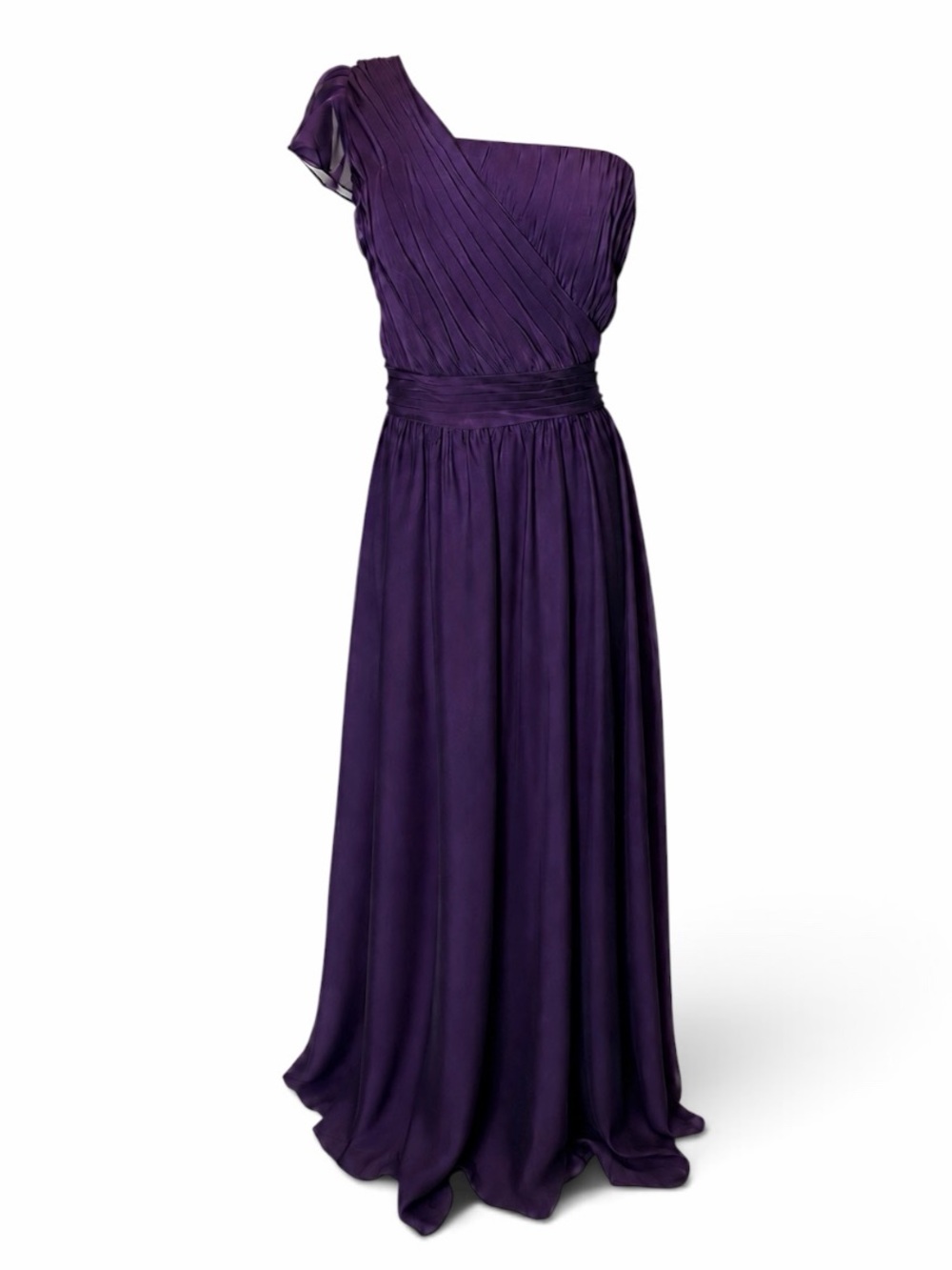 R2 Plum Purple One-Shoulder Chiffon Formal Gown Plus Size 28